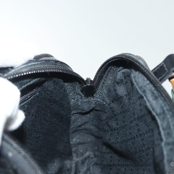 GUCCI Bamboo Hand Bag Nylon 2way Black Silver 007 2040 0275 Auth 141697