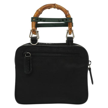 GUCCI Bamboo Hand Bag Nylon 2way Black Silver 007 2040 0275 Auth 141697 - 0