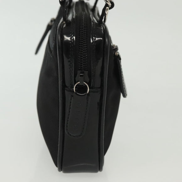 GUCCI Bamboo Hand Bag Nylon 2way Black Silver 007 2040 0275 Auth 141697