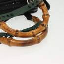 GUCCI Bamboo Hand Bag Nylon 2way Black Silver 007 2040 0275 Auth 141697-7