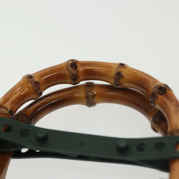 GUCCI Bamboo Hand Bag Nylon 2way Black Silver 007 2040 0275 Auth 141697