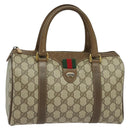 GUCCI GG Supreme Web Sherry Line Boston Bag PVC Beige Gold 40 02 006 Auth 141698-1