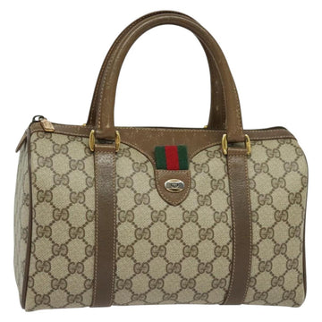GUCCI GG Supreme Web Sherry Line Boston Bag PVC Beige Gold 40 02 006 Auth 141698
