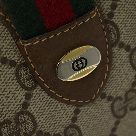 GUCCI GG Supreme Web Sherry Line Boston Bag PVC Beige Gold 40 02 006 Auth 141698