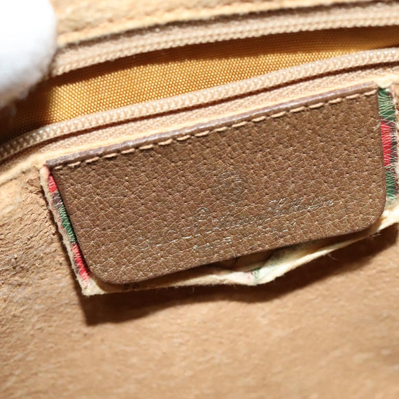 GUCCI GG Supreme Web Sherry Line Boston Bag PVC Beige Gold 40 02 006 Auth 141698