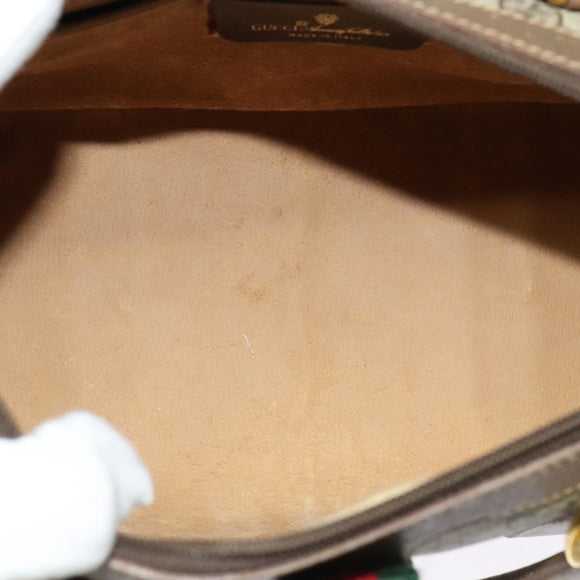 GUCCI GG Supreme Web Sherry Line Boston Bag PVC Beige Gold 40 02 006 Auth 141698