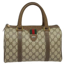 GUCCI GG Supreme Web Sherry Line Boston Bag PVC Beige Gold 40 02 006 Auth 141698-13