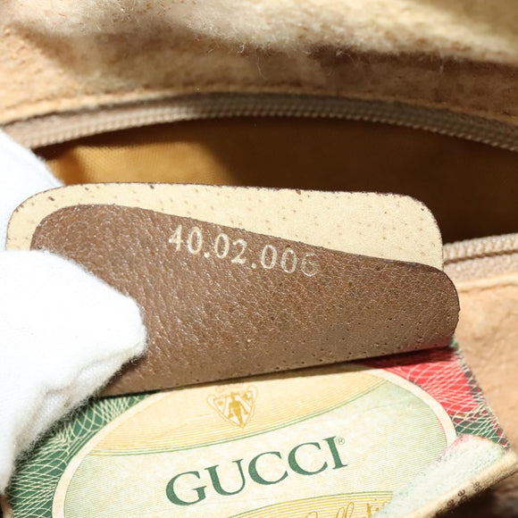 GUCCI GG Supreme Web Sherry Line Boston Bag PVC Beige Gold 40 02 006 Auth 141698