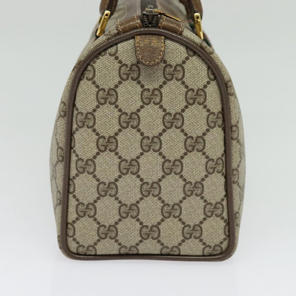 GUCCI GG Supreme Web Sherry Line Boston Bag PVC Beige Gold 40 02 006 Auth 141698