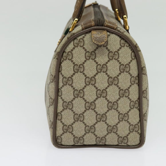 GUCCI GG Supreme Web Sherry Line Boston Bag PVC Beige Gold 40 02 006 Auth 141698