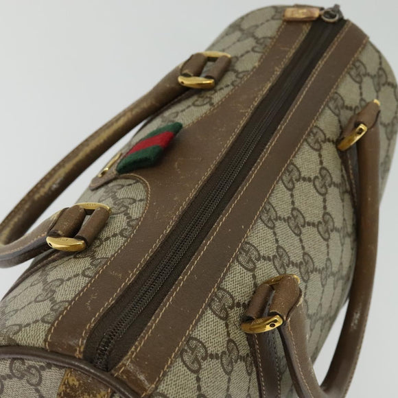 GUCCI GG Supreme Web Sherry Line Boston Bag PVC Beige Gold 40 02 006 Auth 141698