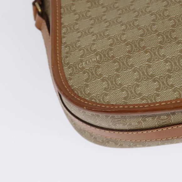 CELINE Macadam Canvas Shoulder Bag PVC Beige Gold Auth 141702