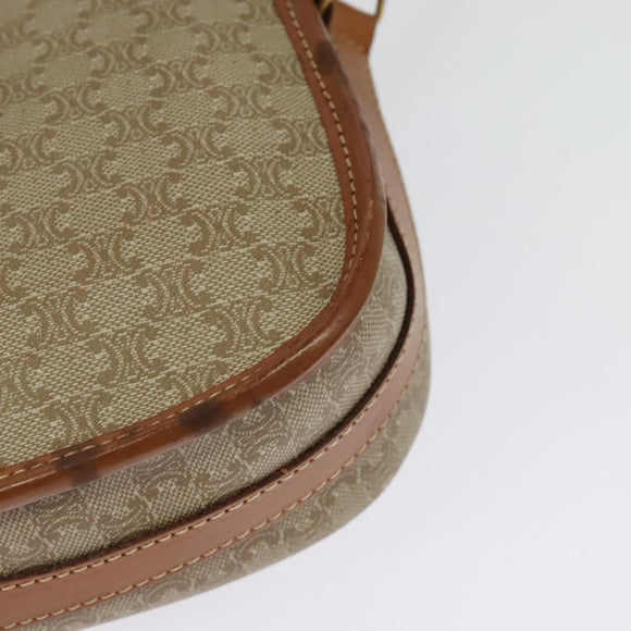 CELINE Macadam Canvas Shoulder Bag PVC Beige Gold Auth 141702