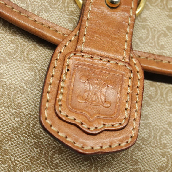 CELINE Macadam Canvas Shoulder Bag PVC Beige Gold Auth 141702