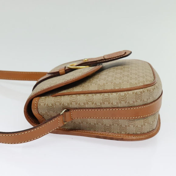 CELINE Macadam Canvas Shoulder Bag PVC Beige Gold Auth 141702