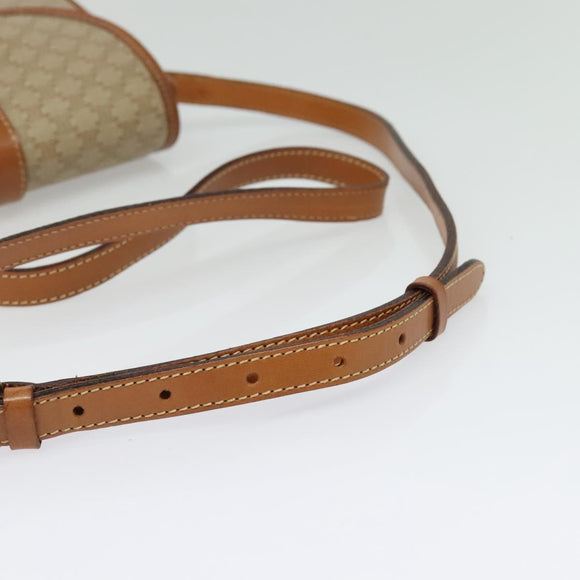 CELINE Macadam Canvas Shoulder Bag PVC Beige Gold Auth 141702