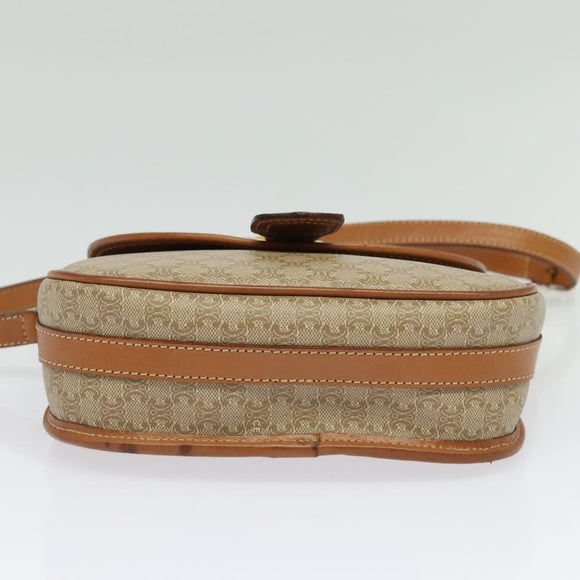 CELINE Macadam Canvas Shoulder Bag PVC Beige Gold Auth 141702