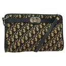 Christian Dior Trotter Canvas Shoulder Bag Navy Gold Auth 141703-1