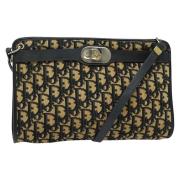 Christian Dior Trotter Canvas Shoulder Bag Navy Gold Auth 141703