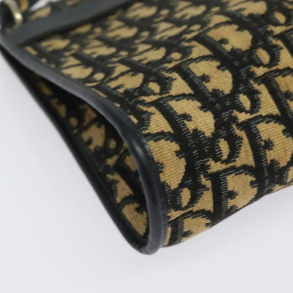 Christian Dior Trotter Canvas Shoulder Bag Navy Gold Auth 141703