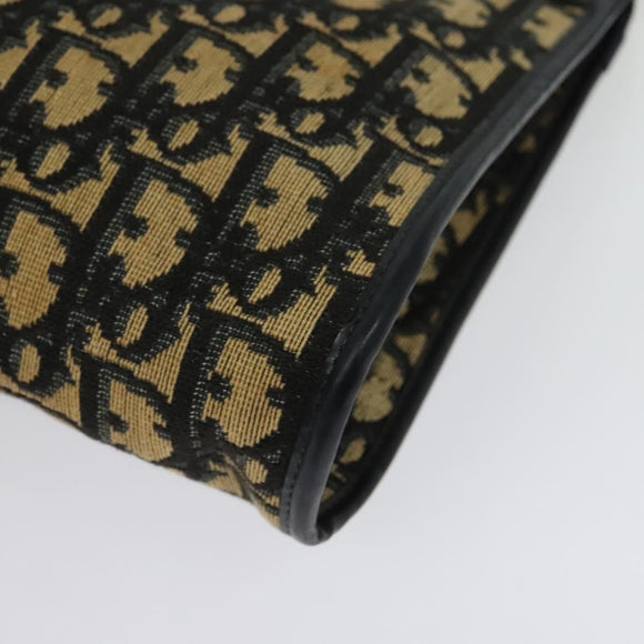 Christian Dior Trotter Canvas Shoulder Bag Navy Gold Auth 141703