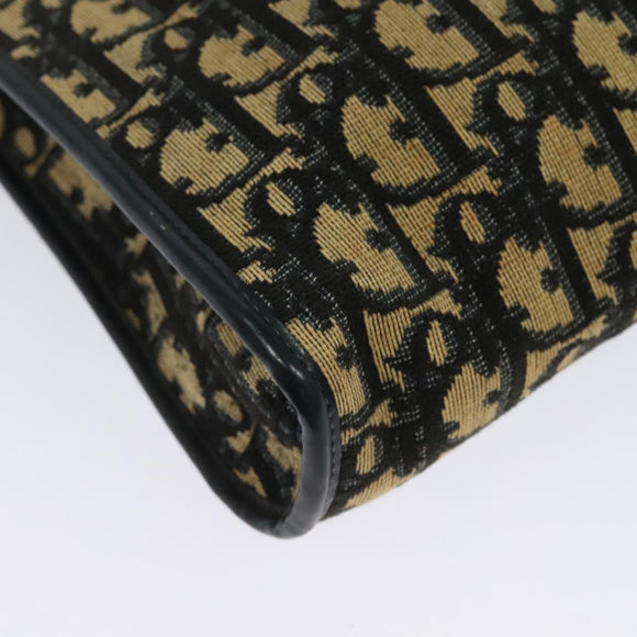 Christian Dior Trotter Canvas Shoulder Bag Navy Gold Auth 141703