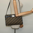 Christian Dior Trotter Canvas Shoulder Bag Navy Gold Auth 141703-19