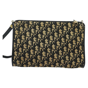 Christian Dior Trotter Canvas Shoulder Bag Navy Gold Auth 141703 - 0