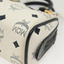 MCM Logogram Vicetos Mini Hand Bag PVC 2way White Gold Auth 141704-13