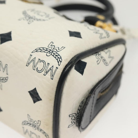 MCM Logogram Vicetos Mini Hand Bag PVC 2way White Gold Auth 141704