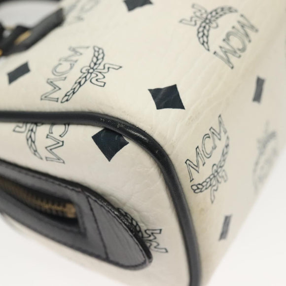 MCM Logogram Vicetos Mini Hand Bag PVC 2way White Gold Auth 141704