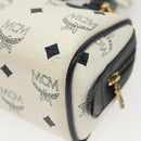MCM Logogram Vicetos Mini Hand Bag PVC 2way White Gold Auth 141704-15