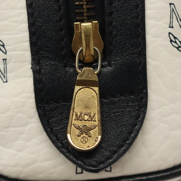MCM Logogram Vicetos Mini Hand Bag PVC 2way White Gold Auth 141704