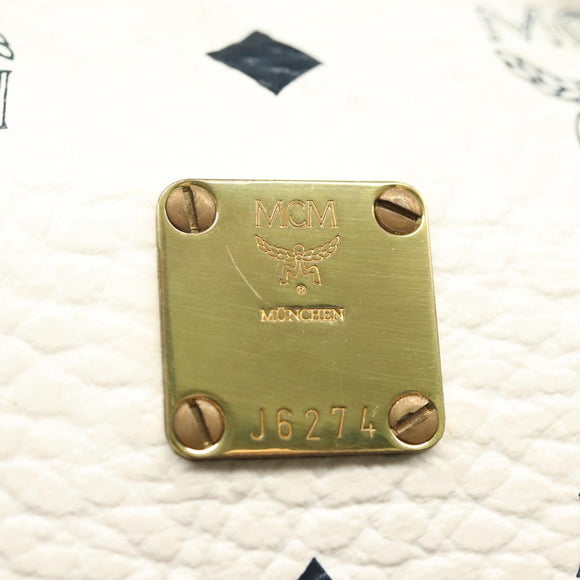 MCM Logogram Vicetos Mini Hand Bag PVC 2way White Gold Auth 141704