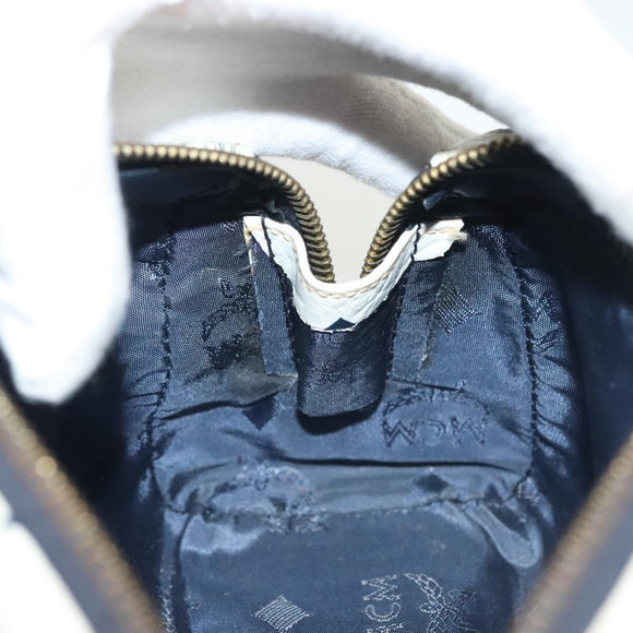 MCM Logogram Vicetos Mini Hand Bag PVC 2way White Gold Auth 141704