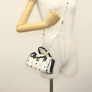 MCM Logogram Vicetos Mini Hand Bag PVC 2way White Gold Auth 141704-22
