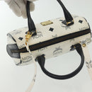 MCM Logogram Vicetos Mini Hand Bag PVC 2way White Gold Auth 141704-6