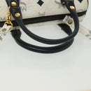 MCM Logogram Vicetos Mini Hand Bag PVC 2way White Gold Auth 141704-7
