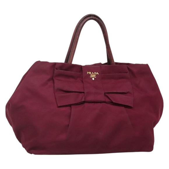 PRADA Hand Bag Nylon Purple Gold Auth 141705
