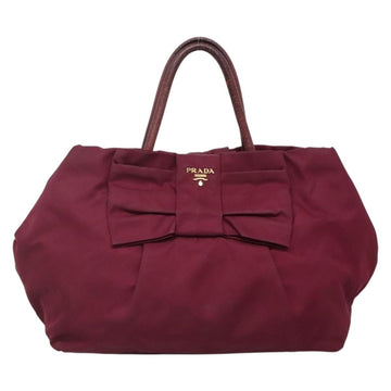 PRADA Hand Bag Nylon Purple Gold Auth 141705 - 0
