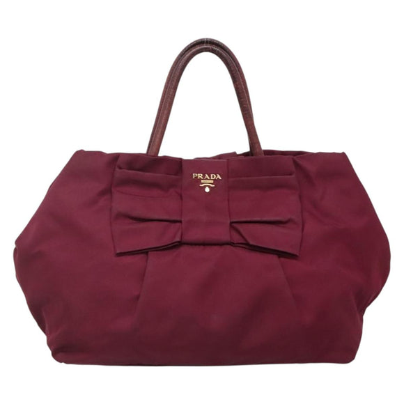 PRADA Hand Bag Nylon Purple Gold Auth 141705