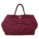 PRADA Hand Bag Nylon Purple Gold Auth 141705-13