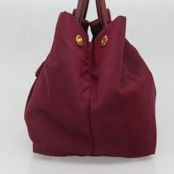 PRADA Hand Bag Nylon Purple Gold Auth 141705