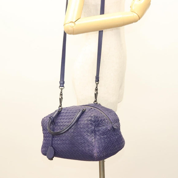 BOTTEGA VENETA INTRECCIATO Hand Bag Leather 2way Purple Auth 141706