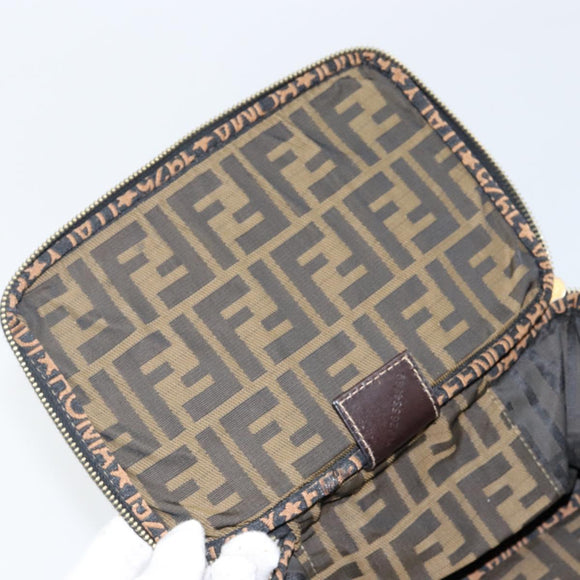 FENDI Vanity Pouch Black Brown Auth 141707