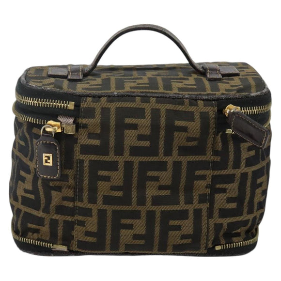 FENDI Vanity Pouch Black Brown Auth 141707