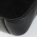 GUCCI Hand Bag Suede Leather 2way Black Gold 001 1732 1638 Auth 141717-15