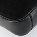 GUCCI Hand Bag Suede Leather 2way Black Gold 001 1732 1638 Auth 141717-16