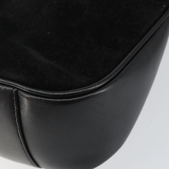 GUCCI Hand Bag Suede Leather 2way Black Gold 001 1732 1638 Auth 141717
