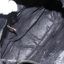 GUCCI Hand Bag Suede Leather 2way Black Gold 001 1732 1638 Auth 141717-11